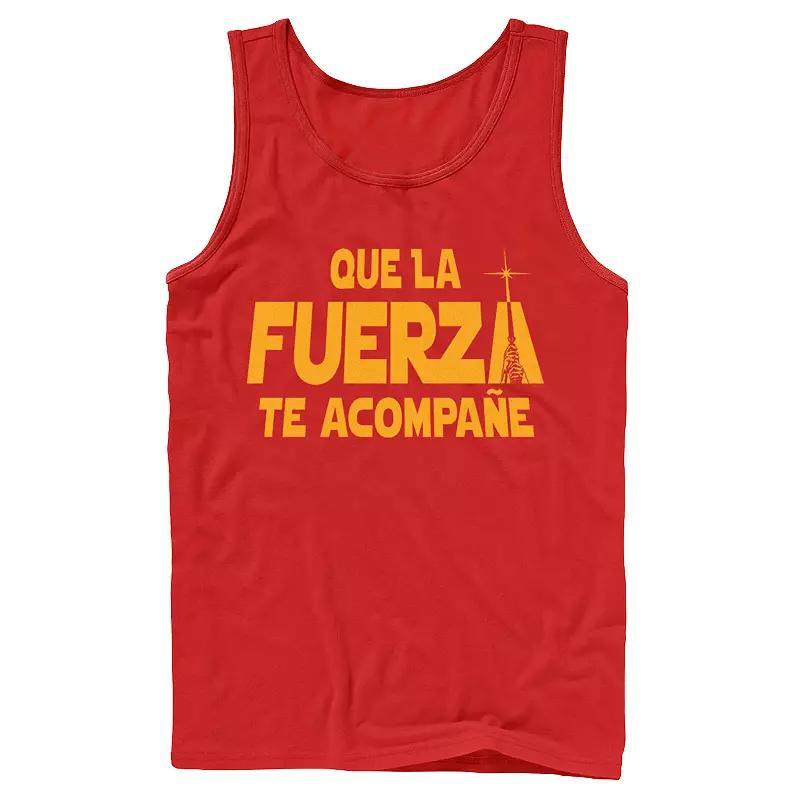 Men's Star Wars Que La Fuerza Te Acompane Yellow Text Tank Top,  Product Image