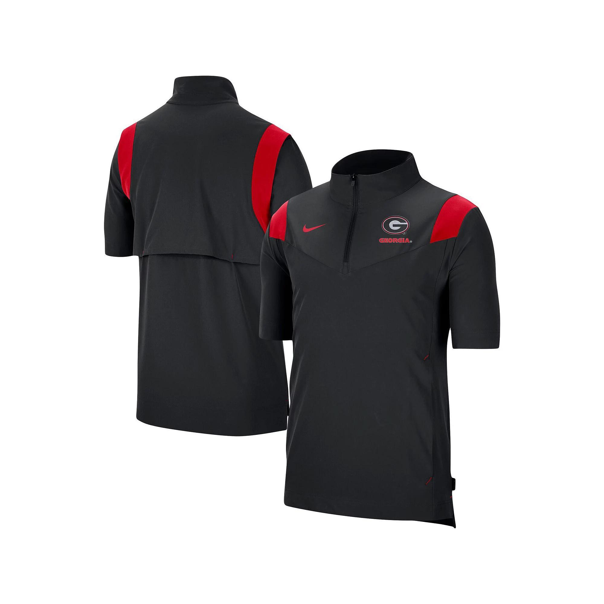 Men's Nike Black Georgia Bulldogs Coach Short Sleeve Quarter-Zip Jacket, Size: Small Product Image