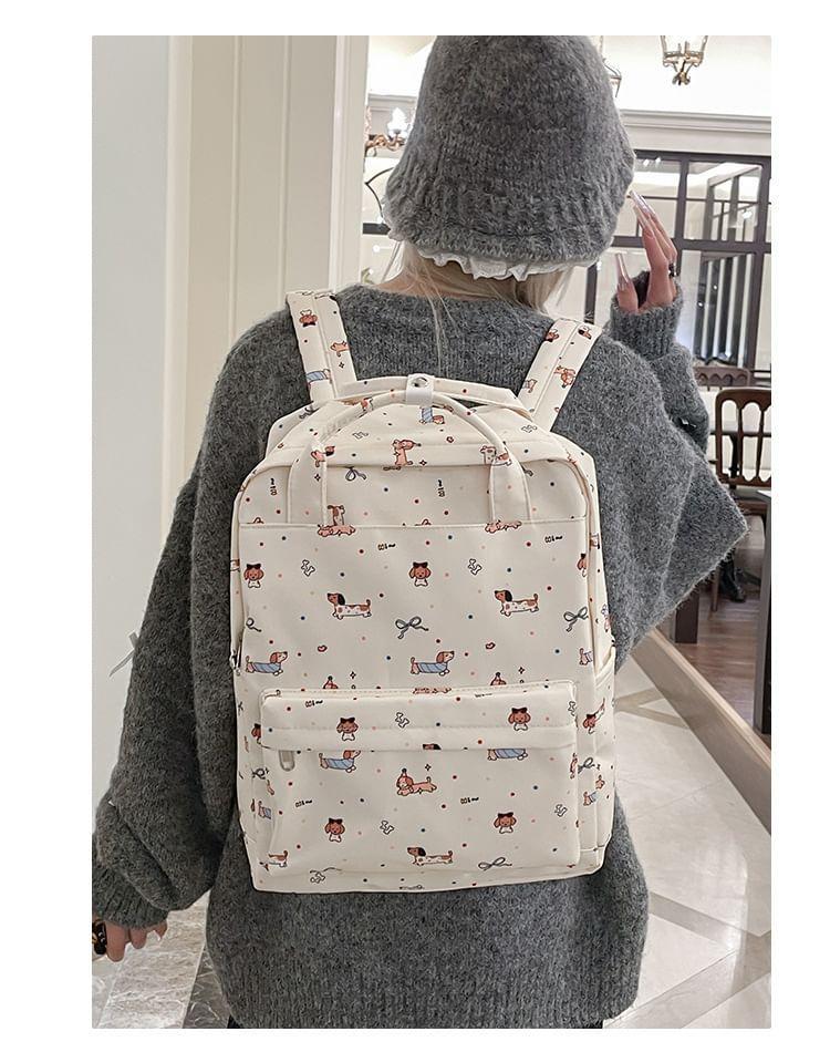 Cartoon Print Top Handle Nylon Backpack Product Image