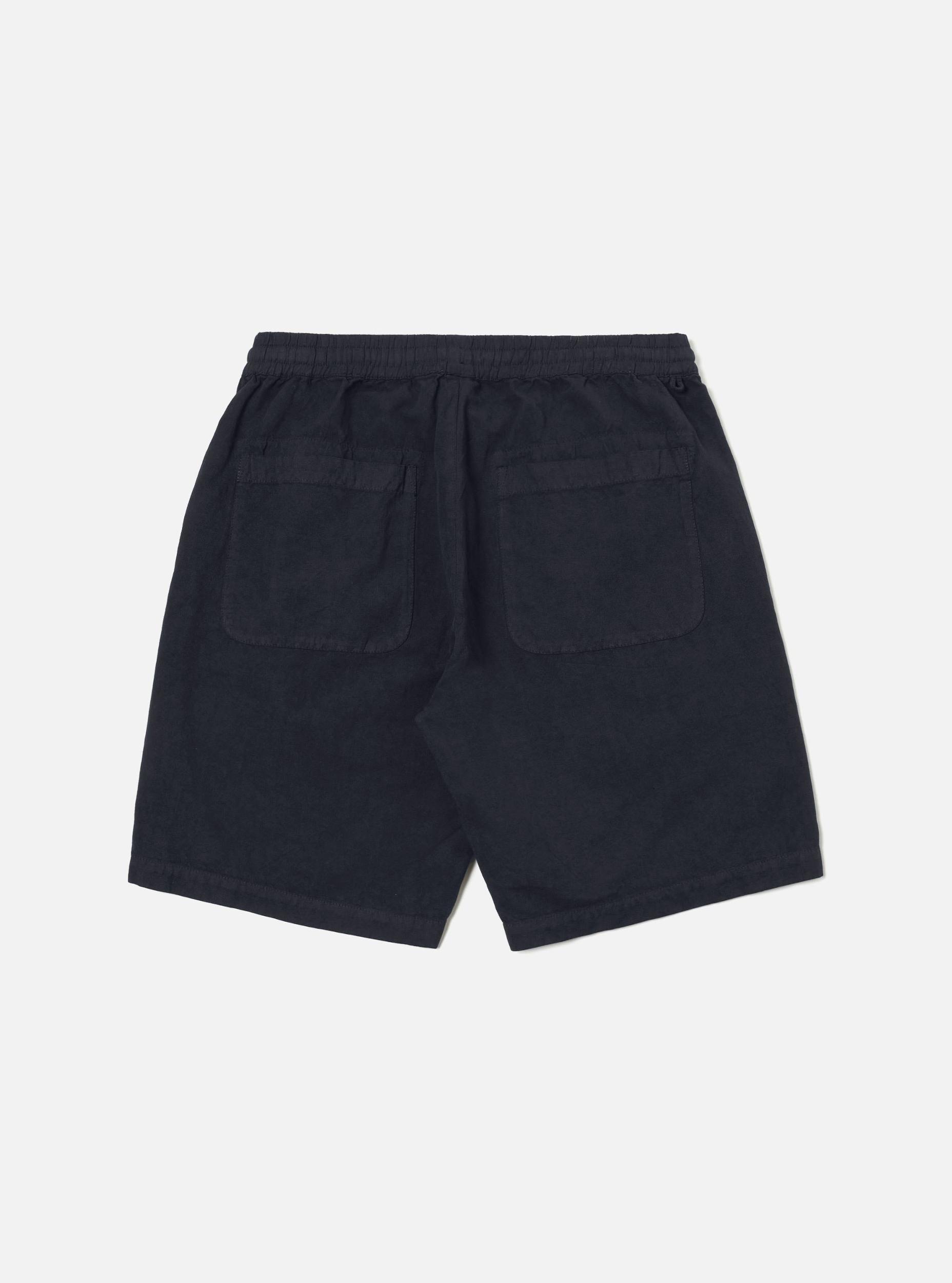 Universal Works Simple Short in Navy Linen Slub Weave Product Image
