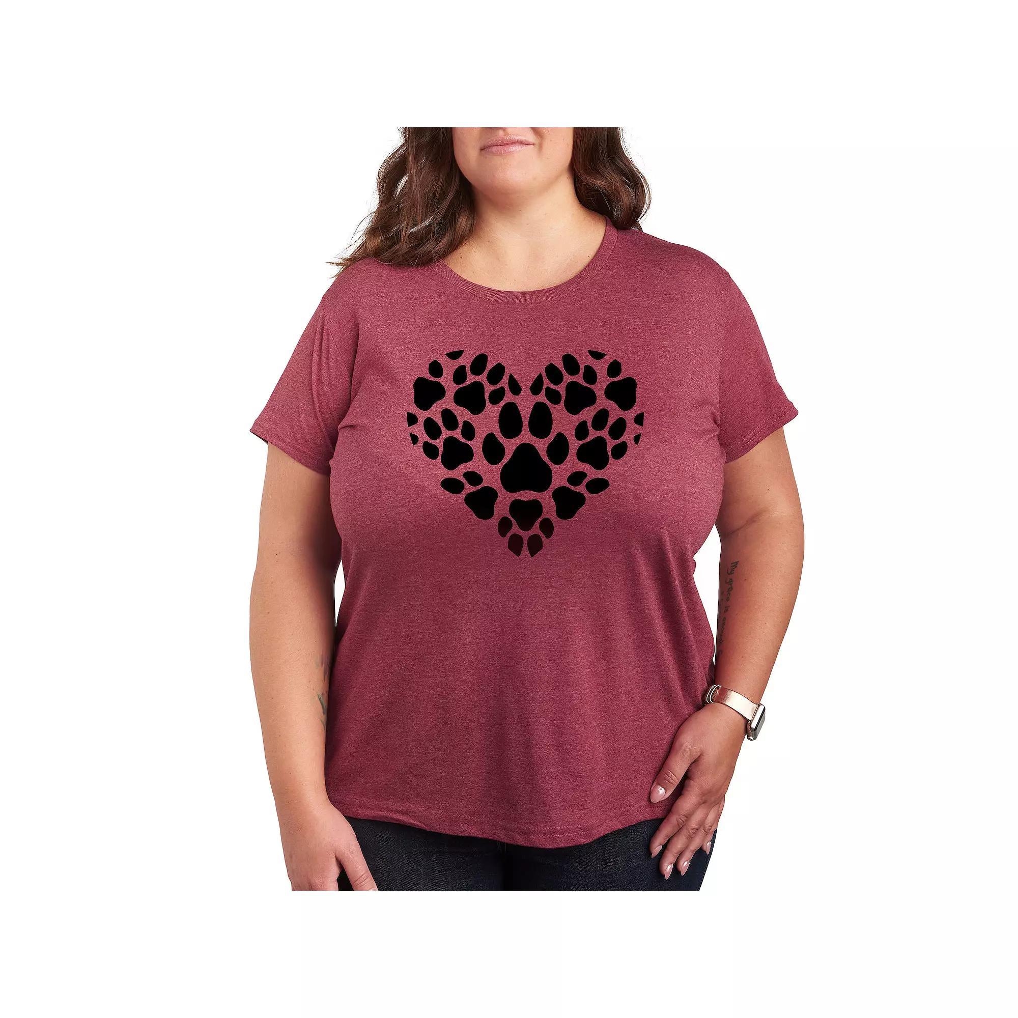 Plus Pawprint Heart Graphic Tee, Women's,  Product Image