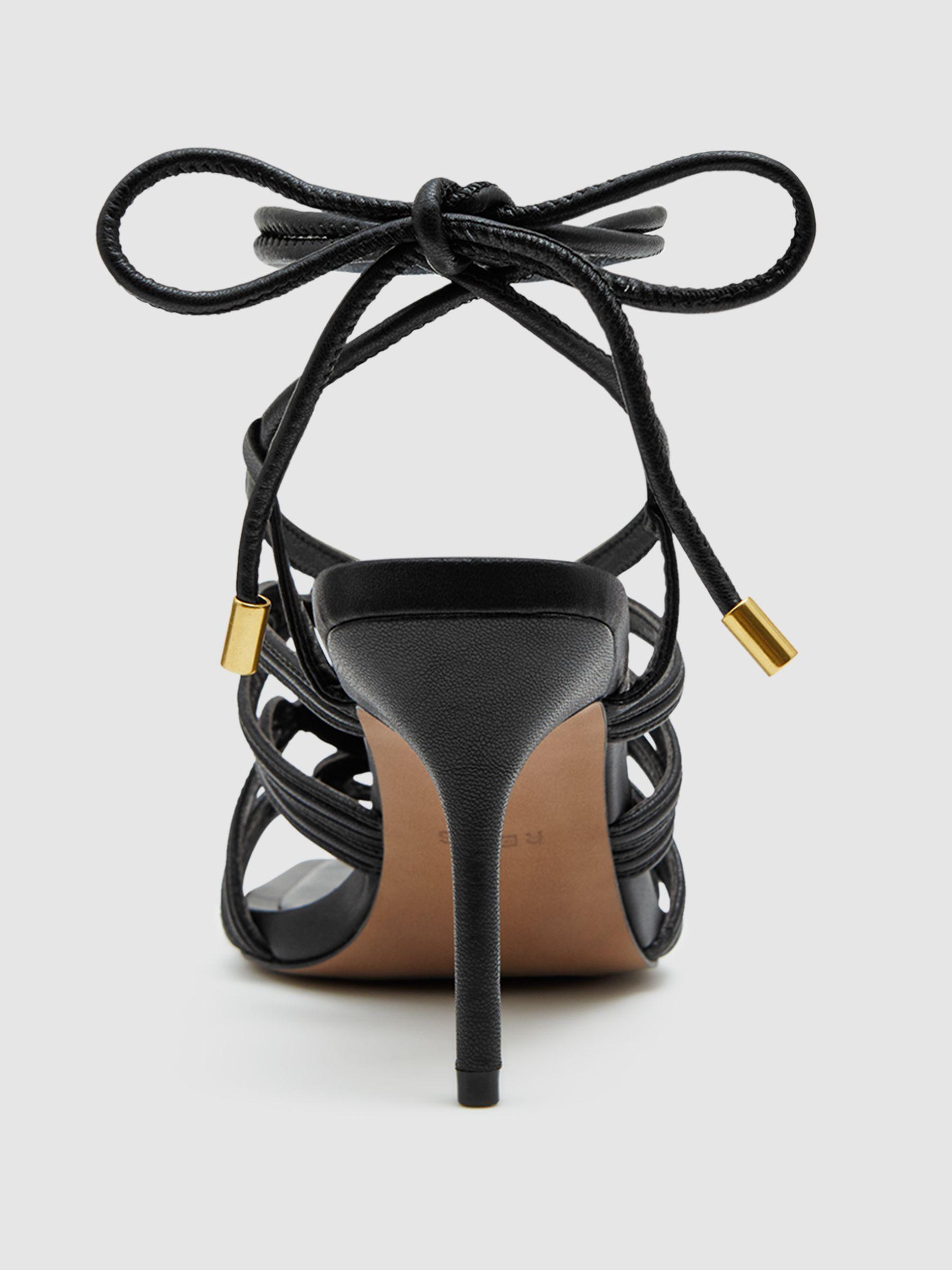 Strappy Open Toe Heeled Sandals in Black Product Image