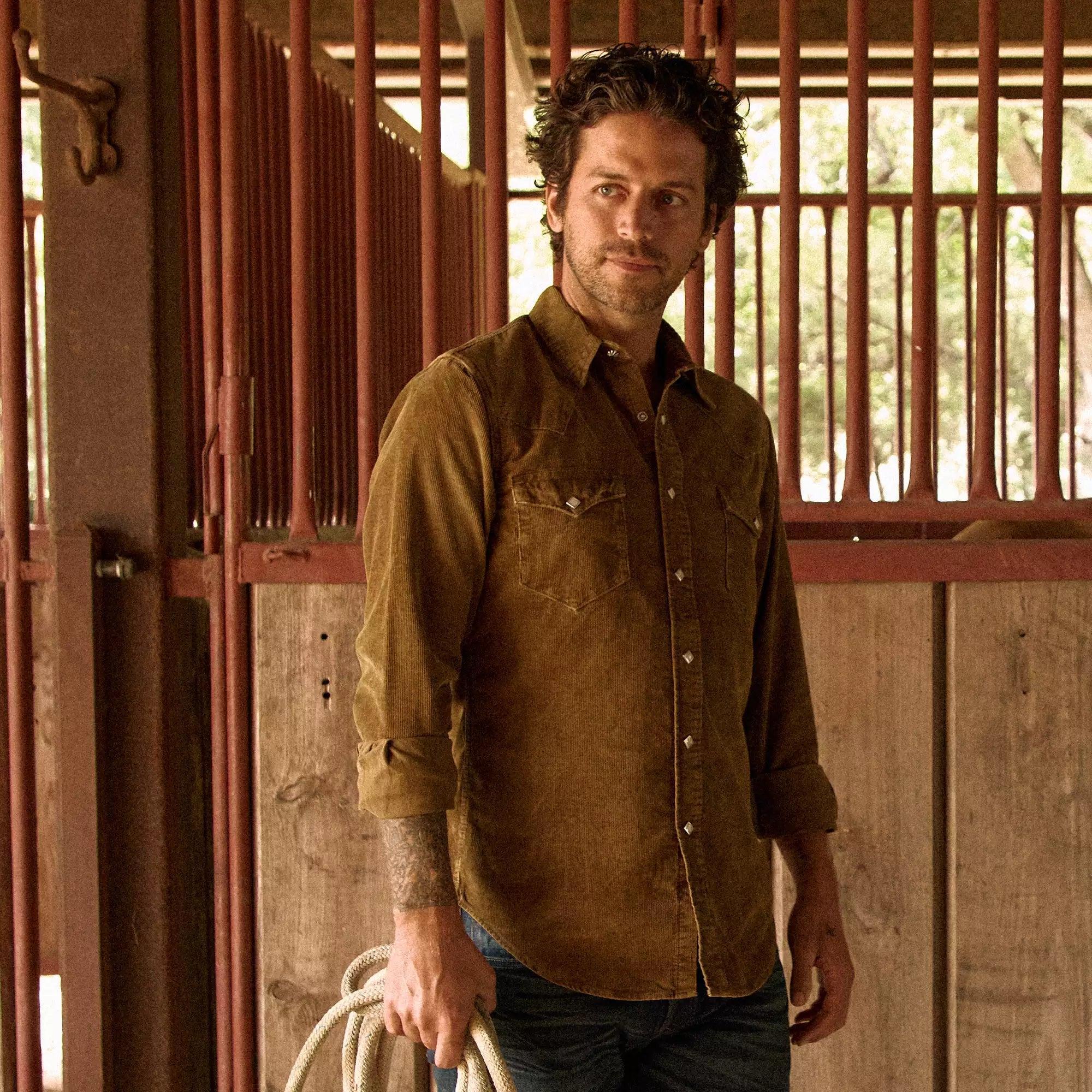 Corduroy Western Shirt - Tan Product Image