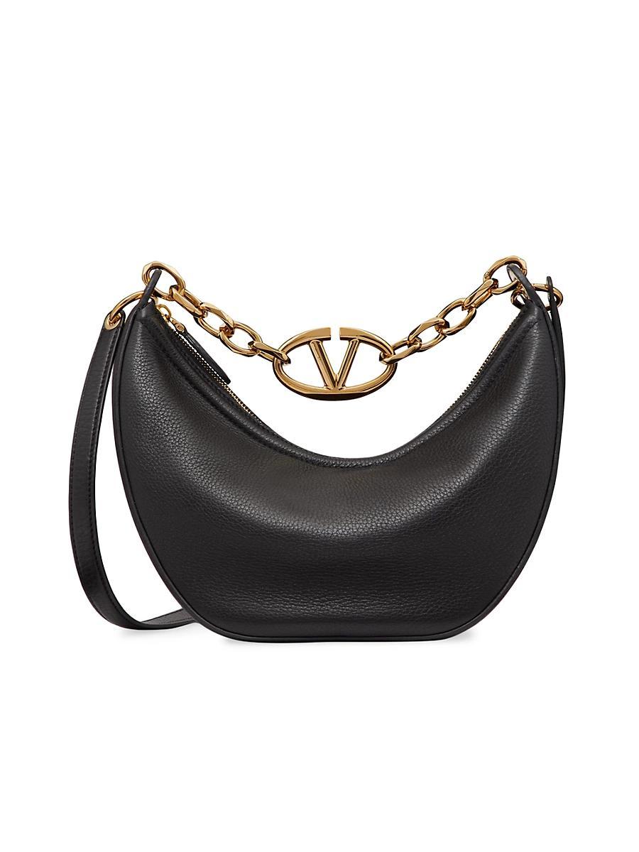 Womens Small VLogo Moon Hobo Bag In Leather With Chain Product Image