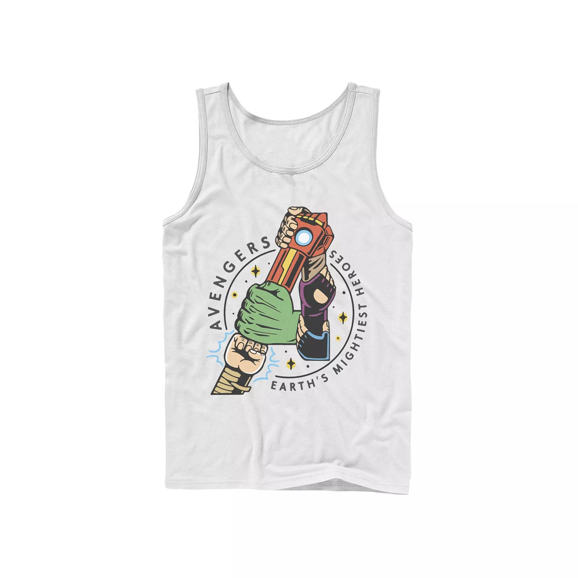 Men's Marvel Avengers Lock Arms Chest Logo Tank Top, Boy's, Size: XL, White Product Image