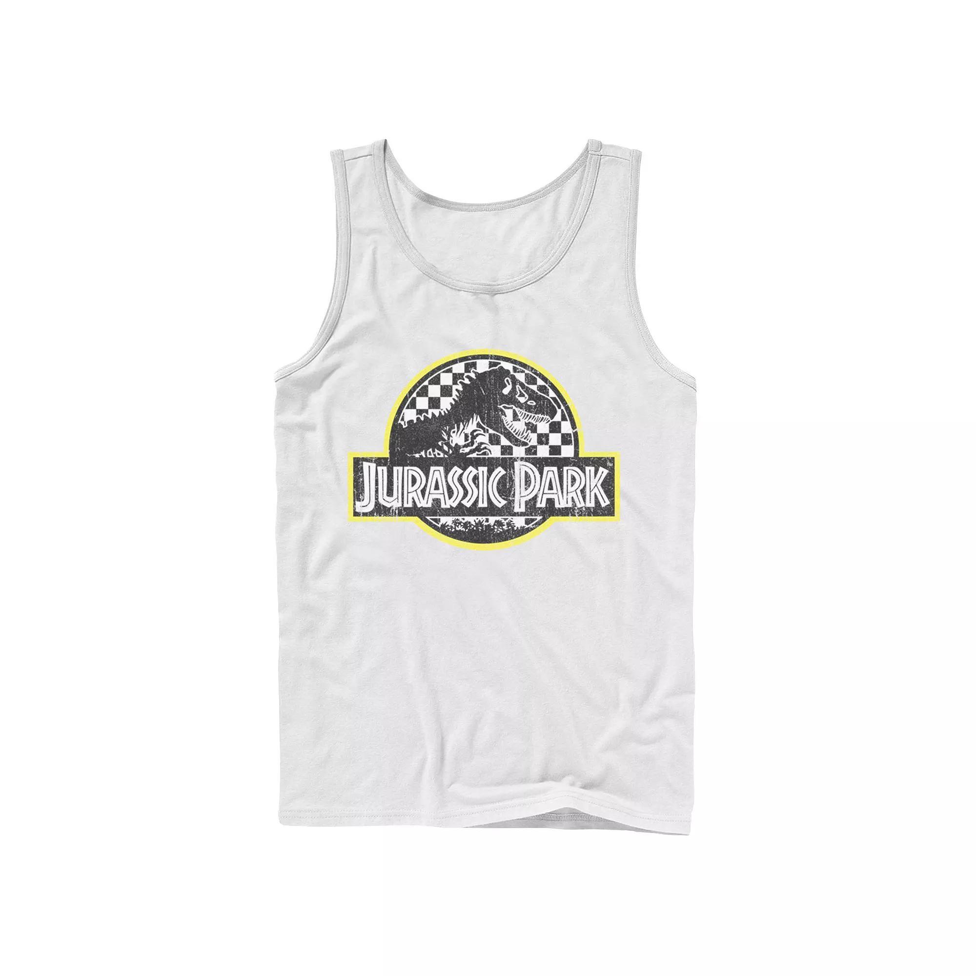 Men's Jurassic Park Checkered Classic Logo Tank Top,  Product Image