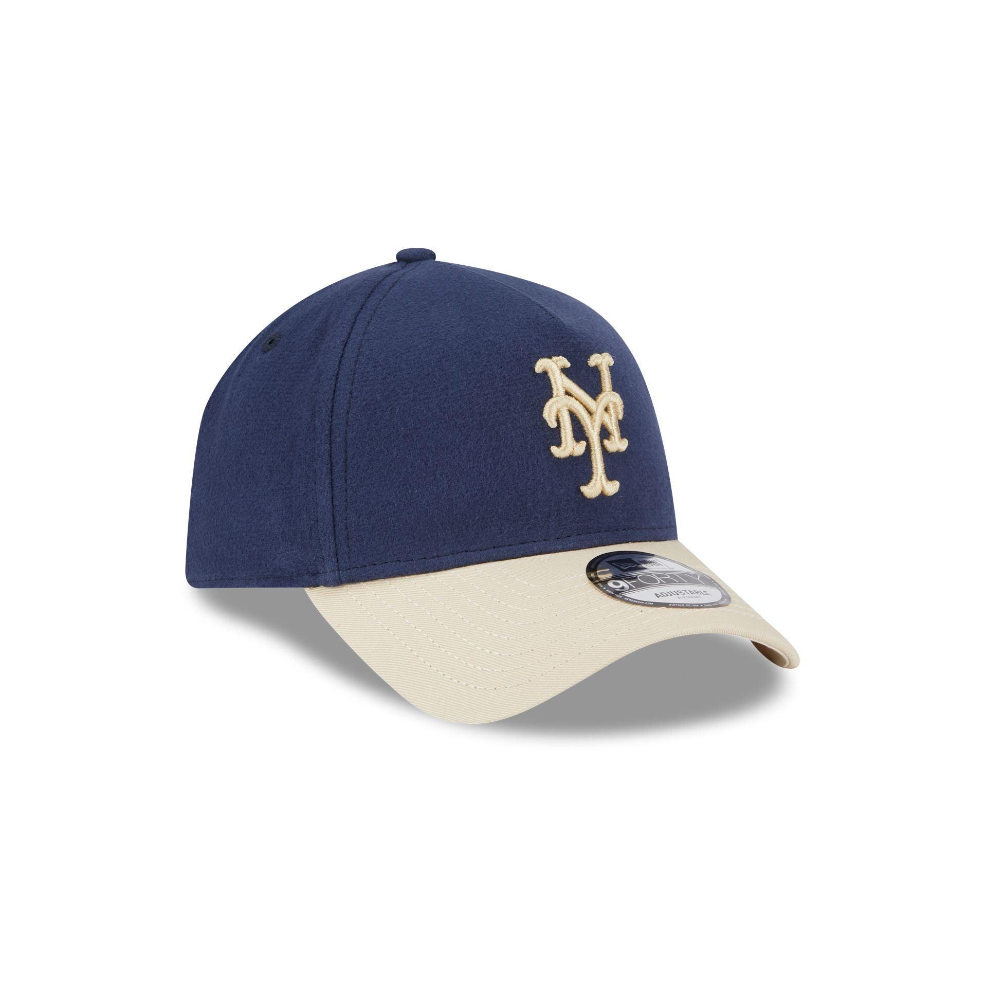 New York Mets Moleskin Crown Navy 9FORTY A-Frame Snapback Hat Male Product Image