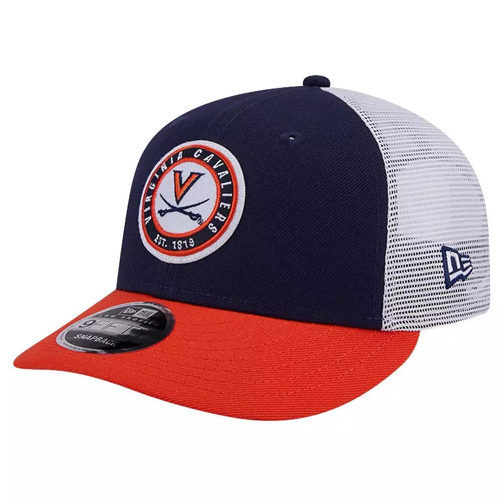 Men's New Era Navy Virginia Cavaliers Throwback Circle Patch 9FIFTY Trucker Snapback Hat, Blue Product Image