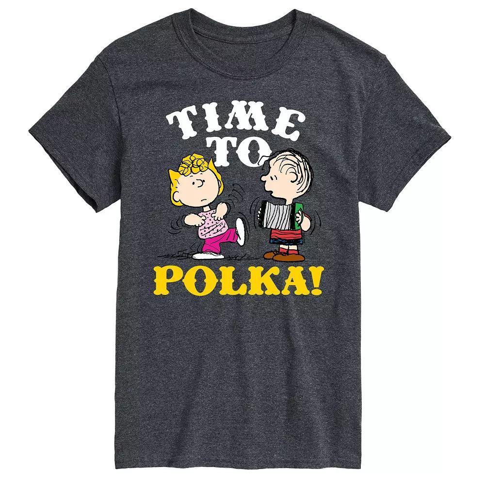 Men's Peanuts Time To Polka Graphic Tee, Size: Large, Gray Product Image