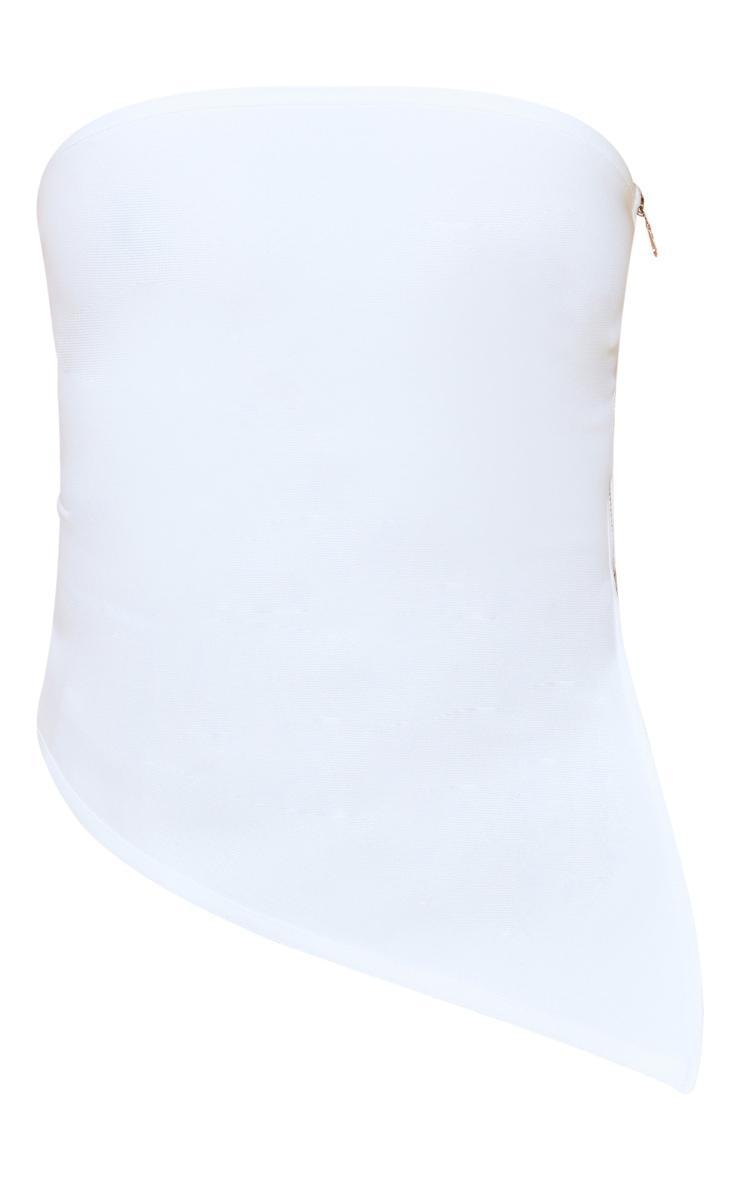 White Bandage Split Asymmetric Hem Bandeau Long Top Product Image