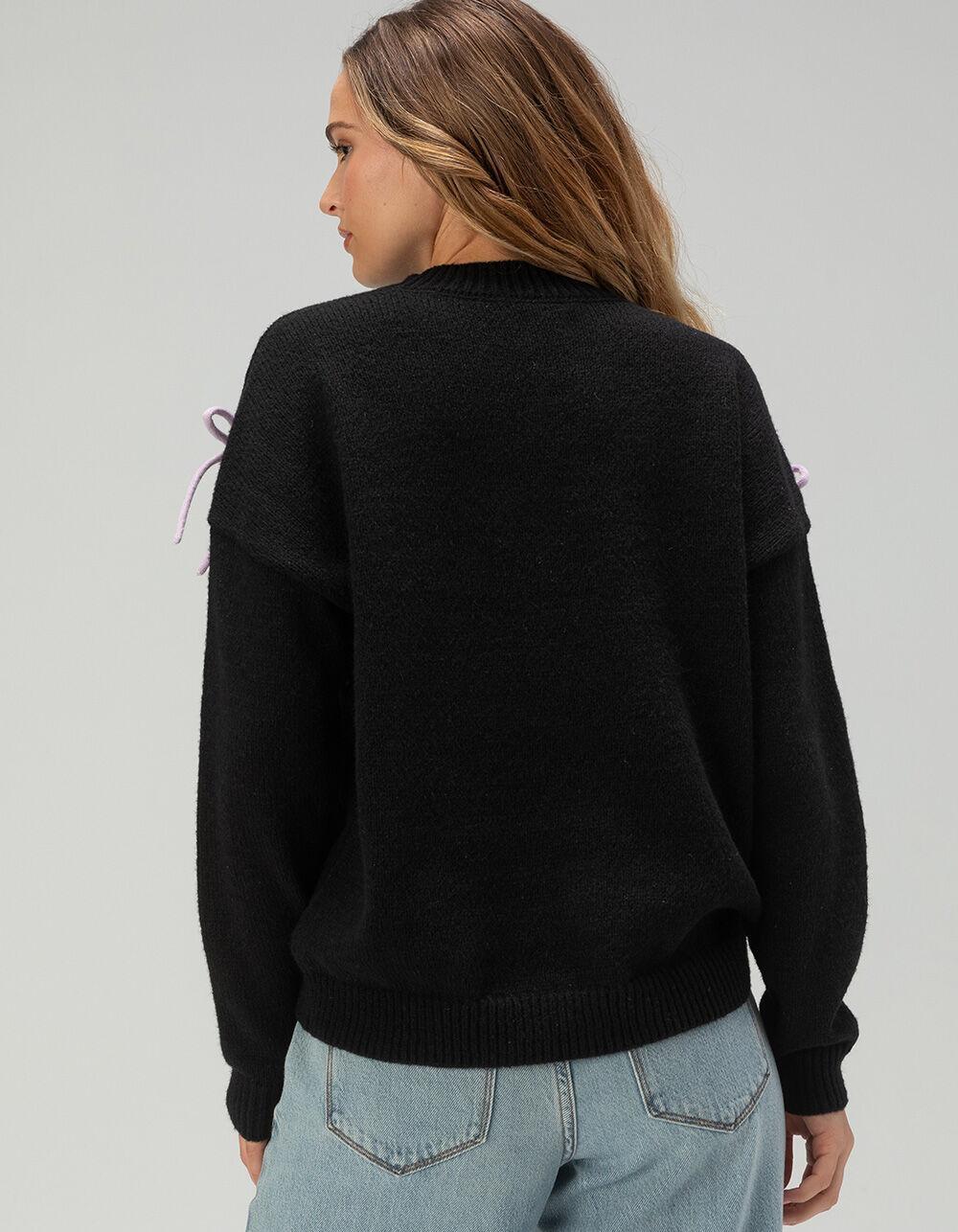 RSQ Womens Bow Detail Pullover Sweater - BLACK Product Image