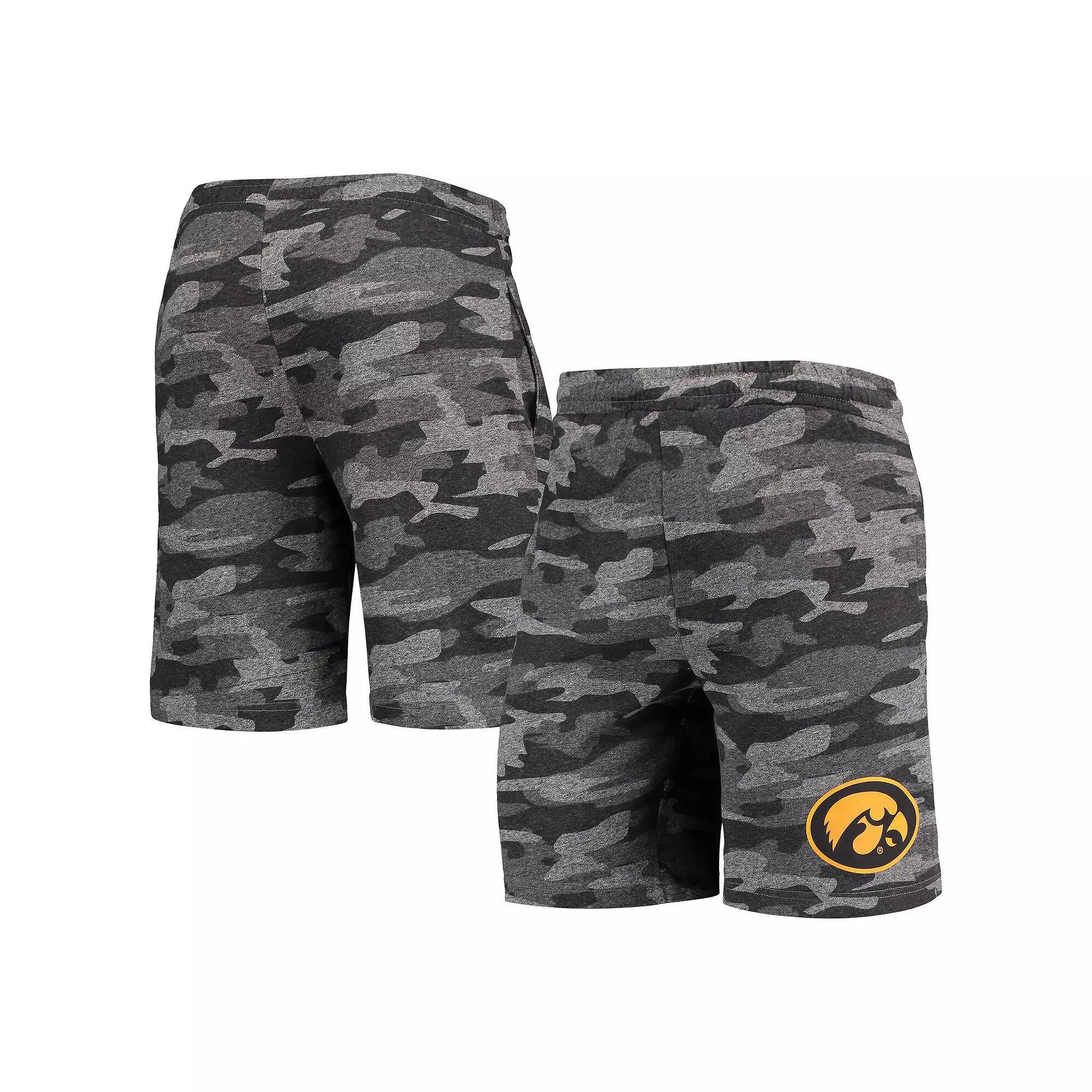 Men's Concepts Sport Charcoal/Gray Iowa Hawkeyes Camo Backup Terry Jam Lounge Shorts, Size: Medium Product Image