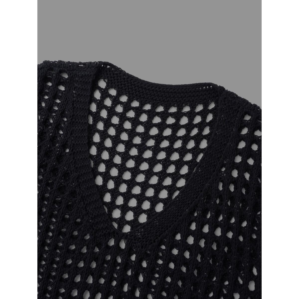 Plus Size Cut-Out Split Side Hem Swim Cover Up Women's Swimwear Black Beach Loose Cut-Out Curve Swim Cover Ups BloomChic 14-16/1X Product Image