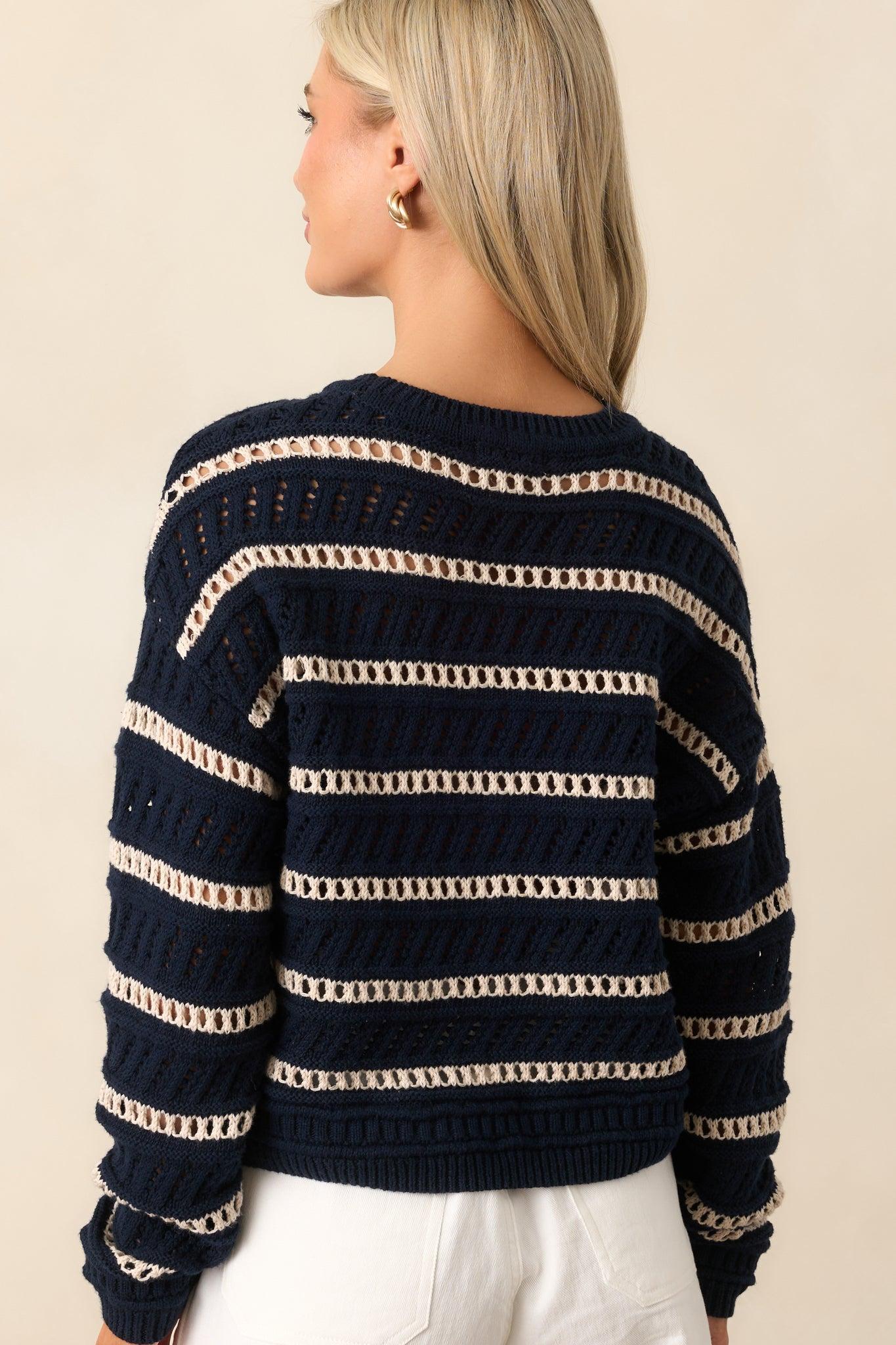 Z Supply Eclipse Black Estero Stripe Cropped Sweater Product Image