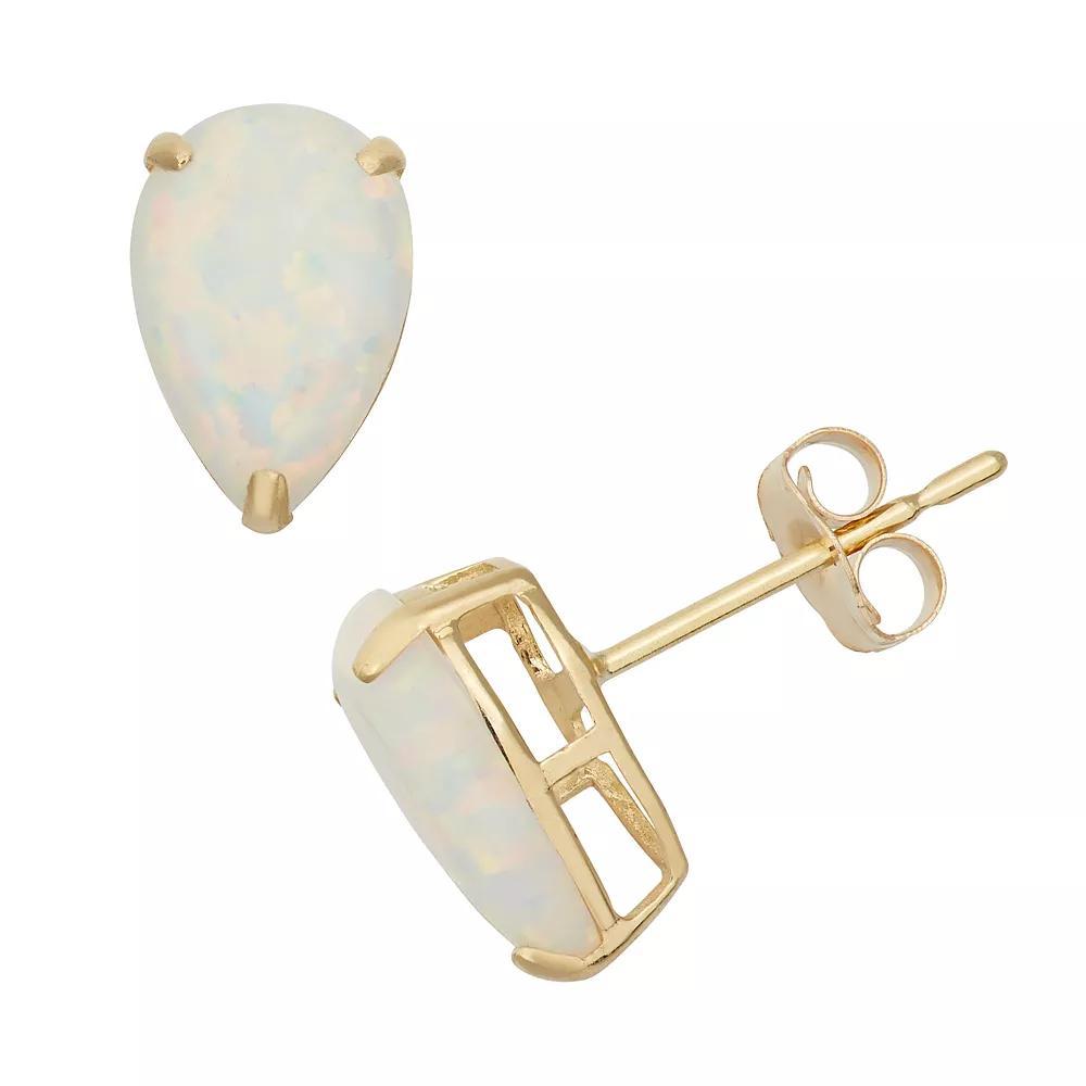 Designs by Gioelli Lab-Created Opal 10k Gold Teardrop Stud Earrings, Women's, White Product Image
