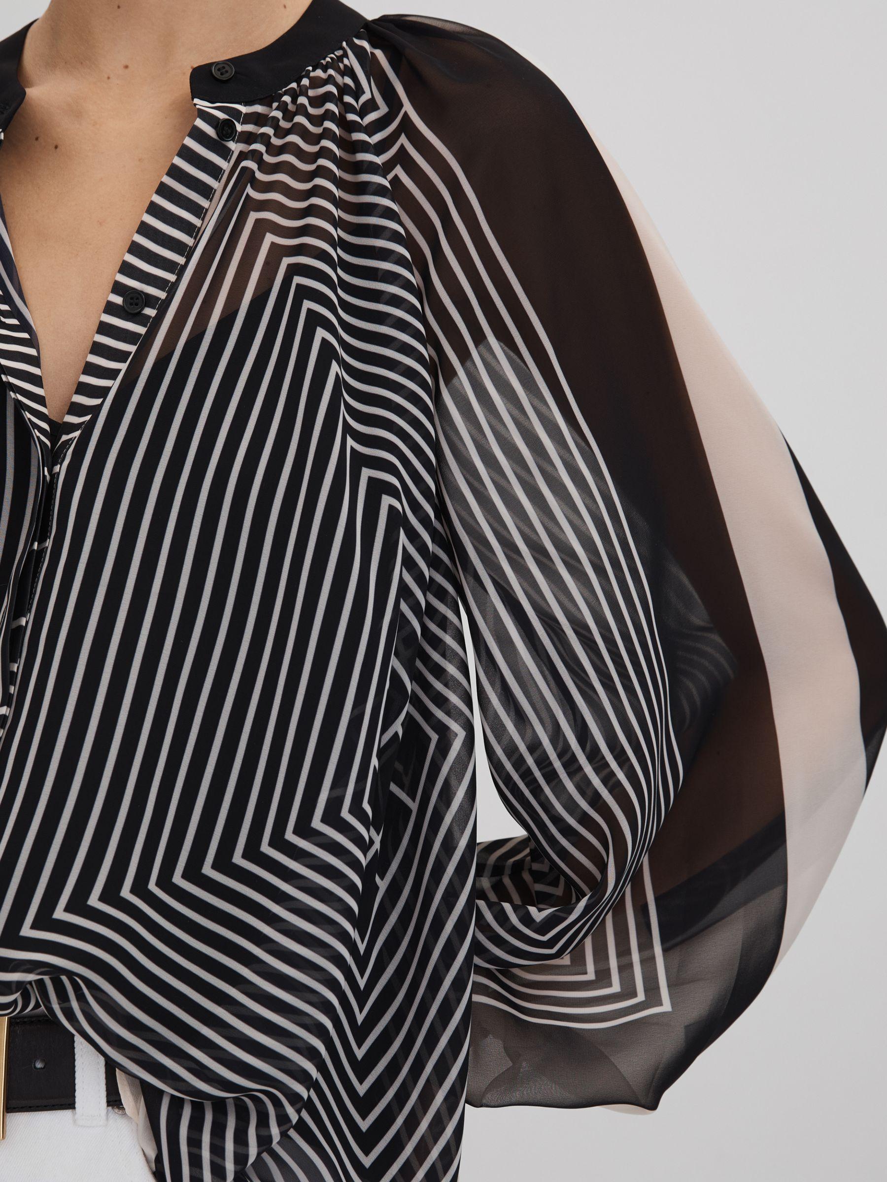 Printed Button-Through Blouse in Black/Cream Product Image