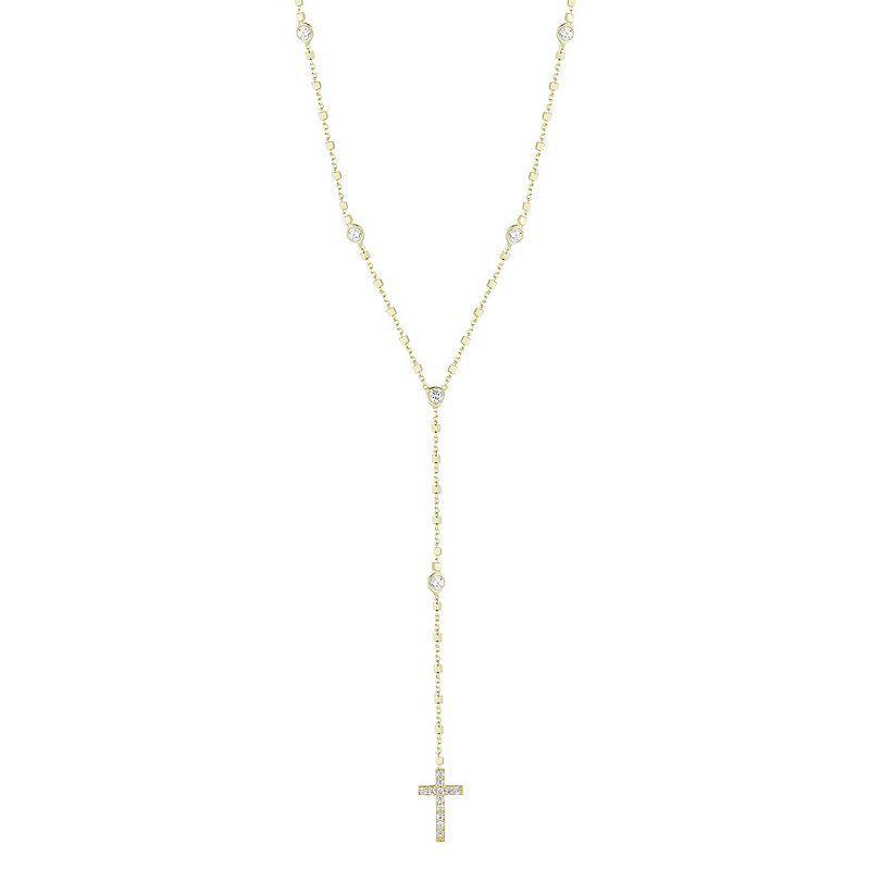 Sunkissed Sterling Cubic Zirconia Cross Lariat Necklace, Womens Multicolor Product Image