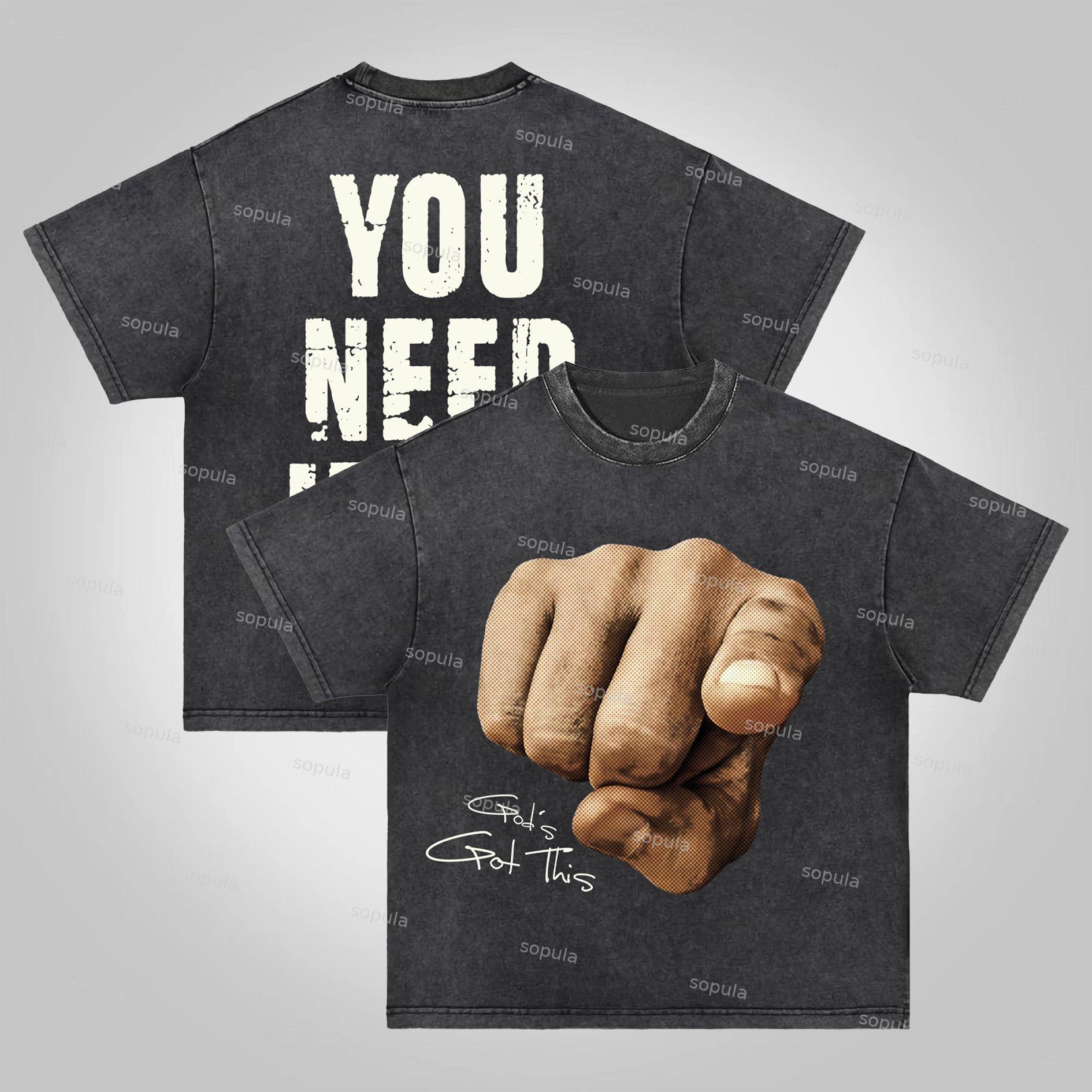 Sopula You Need Jesus Graphic Acid Wash T-shirt Product Image