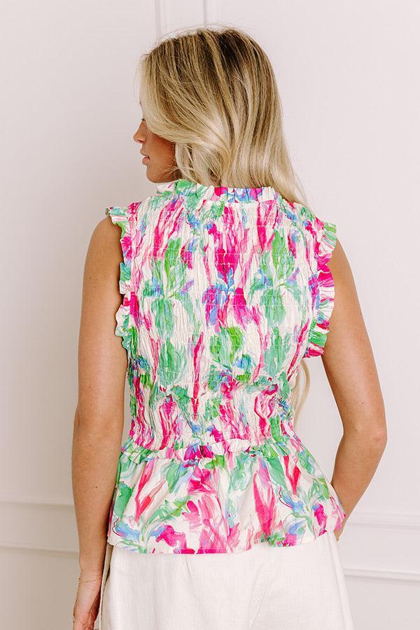 Colorful Personality Front Tie Smocked Top Product Image