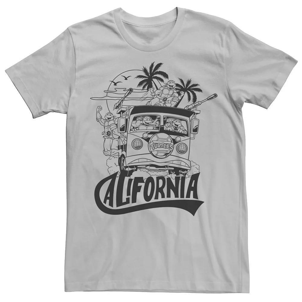 Men's Ninja Turtles California Bus Outline Short Sleeve Tee, Size: Large, Silver Product Image