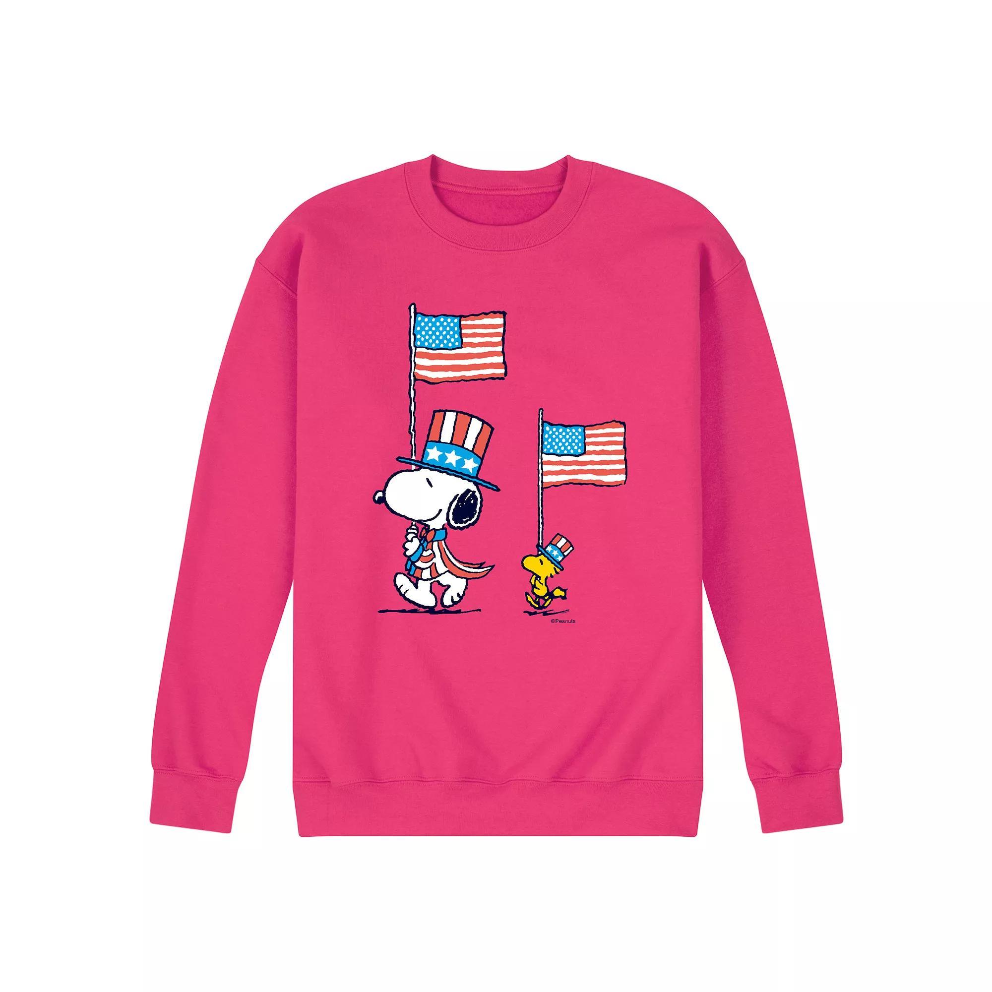 Men's Peanuts Snoopy Woodstock March Fleece Sweatshirt, Size: Large, Pink Product Image