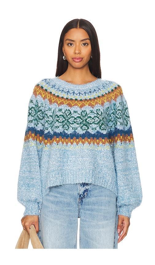 FREE PEOPLE Festive Frost Sweater In Blue Product Image