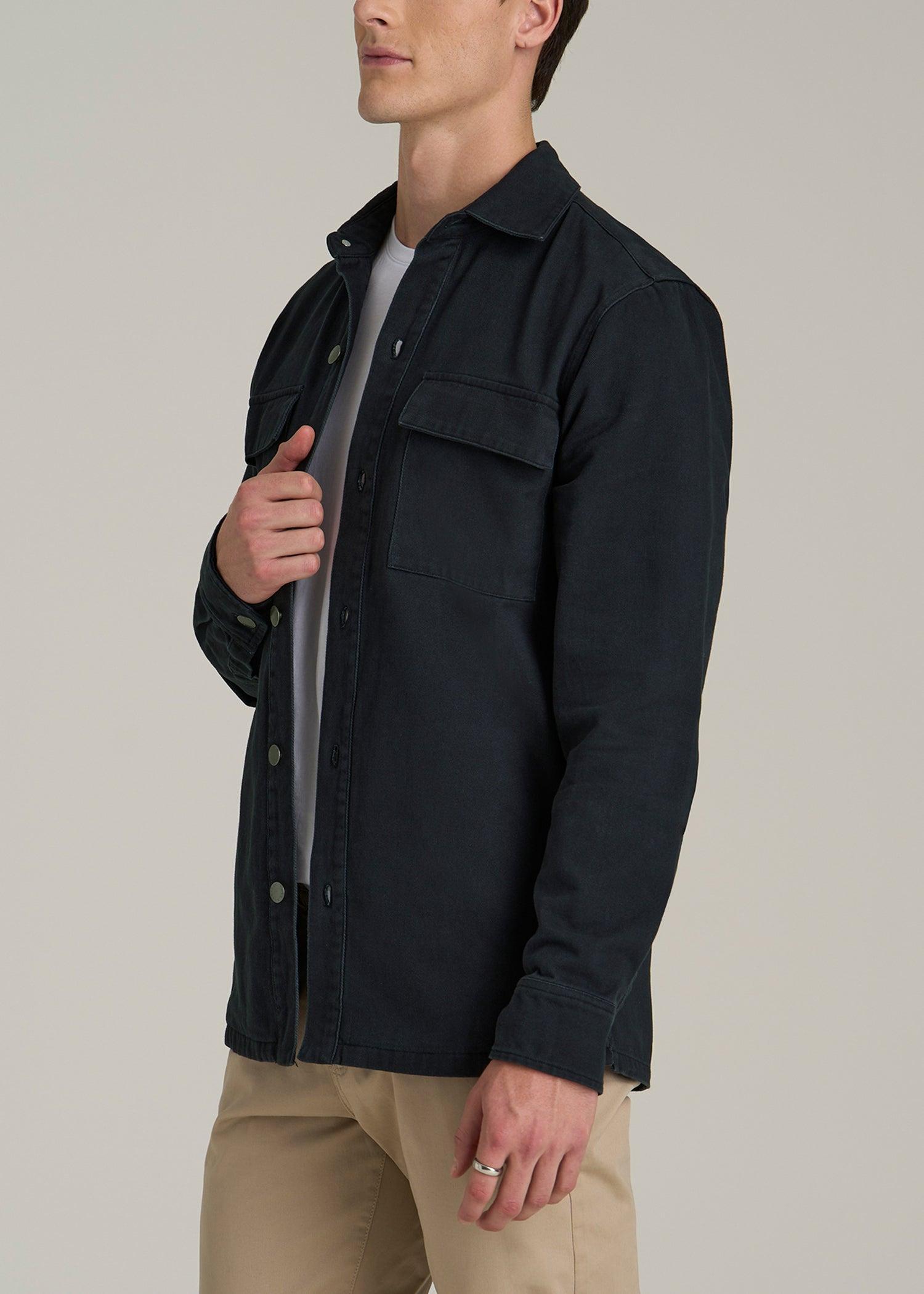 Casual Twill Shirt Jacket for Tall Men in Evening Blue Product Image