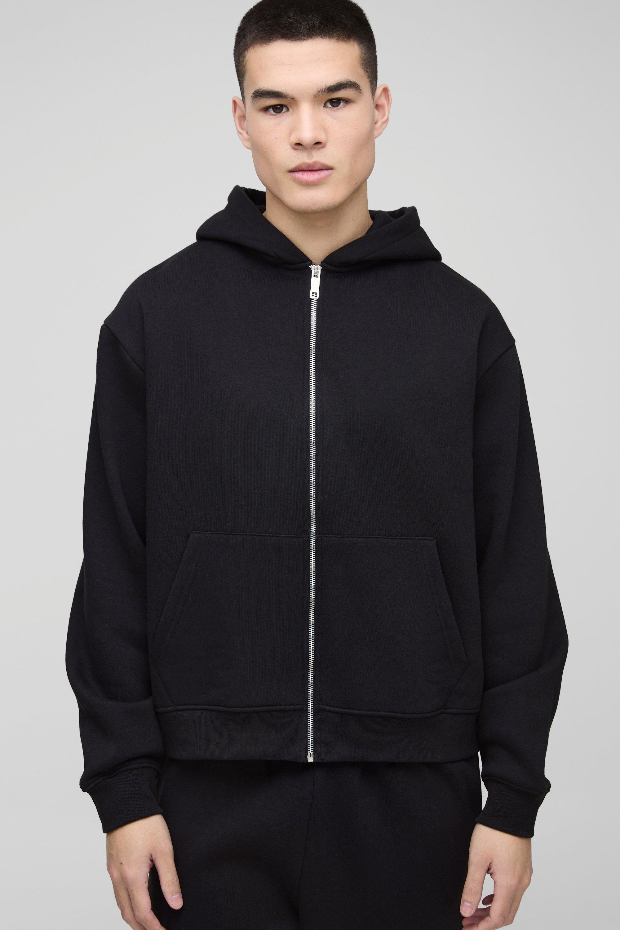 330GSM Oversized Boxy Zip Through Hoodie | boohooMAN USA Product Image