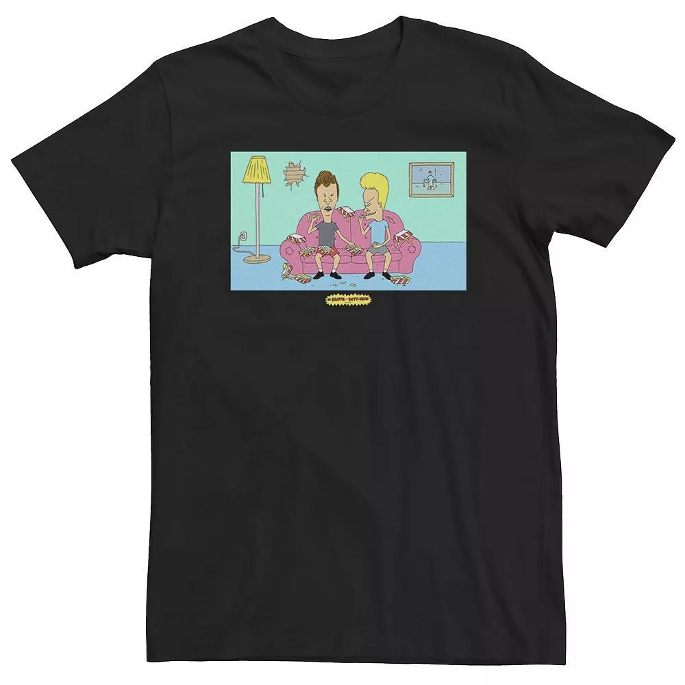 Men's Beavis And Butthead Couch Snacks Short Sleeve Tee, Size: XXL, Black Product Image