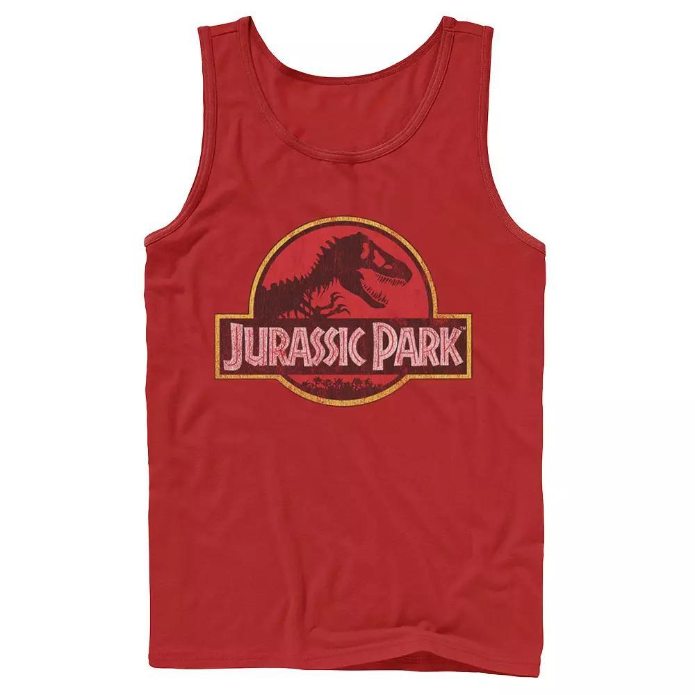 Mens Jurassic Park Distressed Original Park Logo Graphic Tank Top Blue Product Image