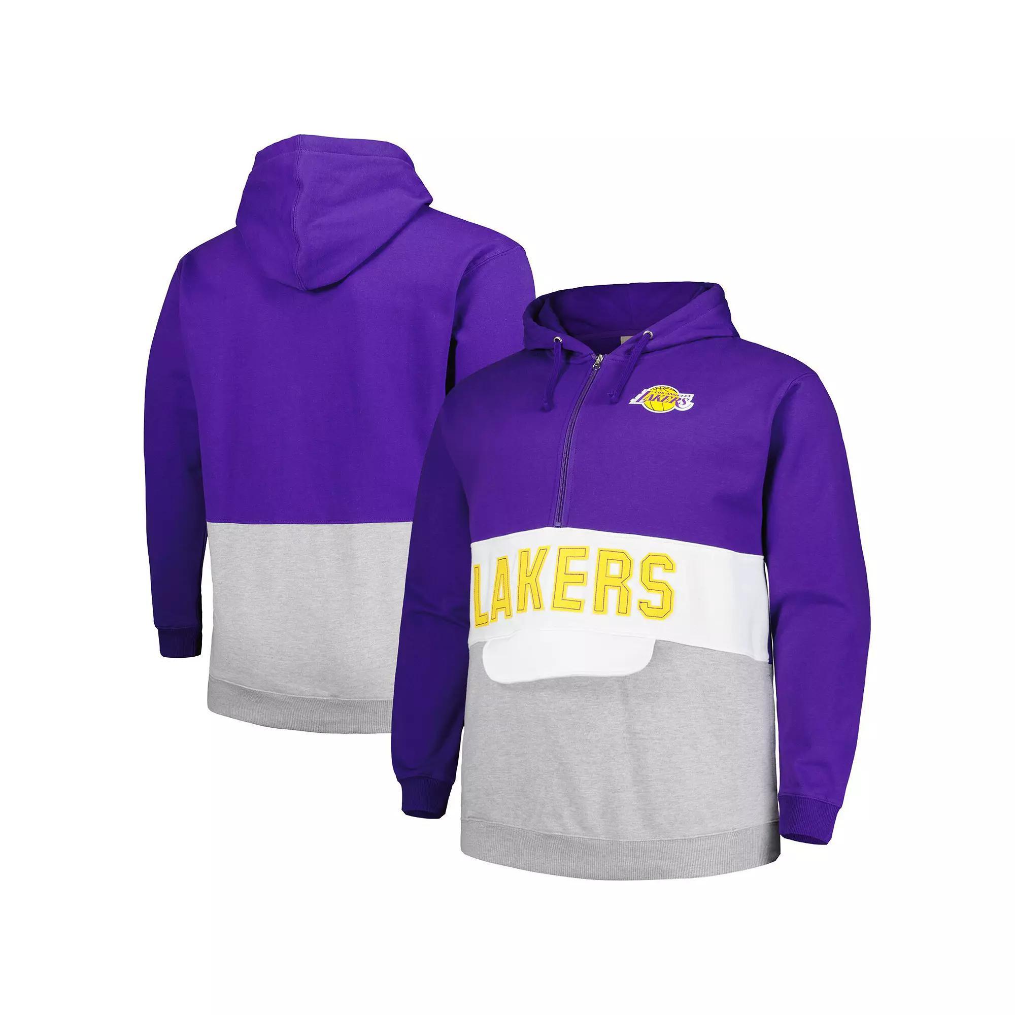 Men's Fanatics Branded Purple Los Angeles Lakers Big & Tall Anorak Half-Zip Hoodie,  Product Image
