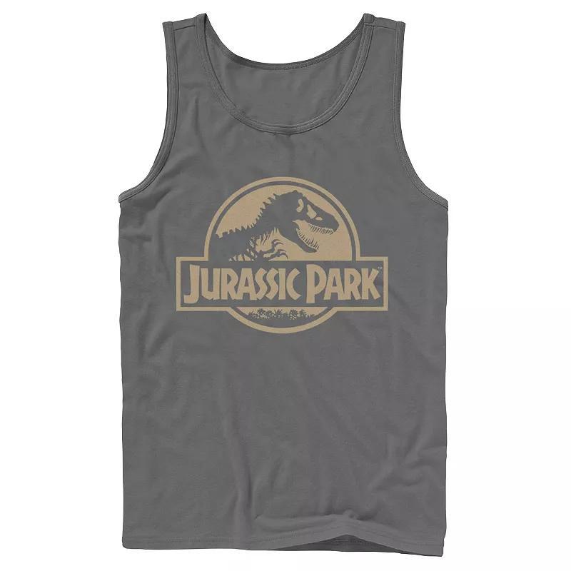 Men's Jurassic Park Beige Flat Movie Logo Tank Top, Size: XL, Black Product Image