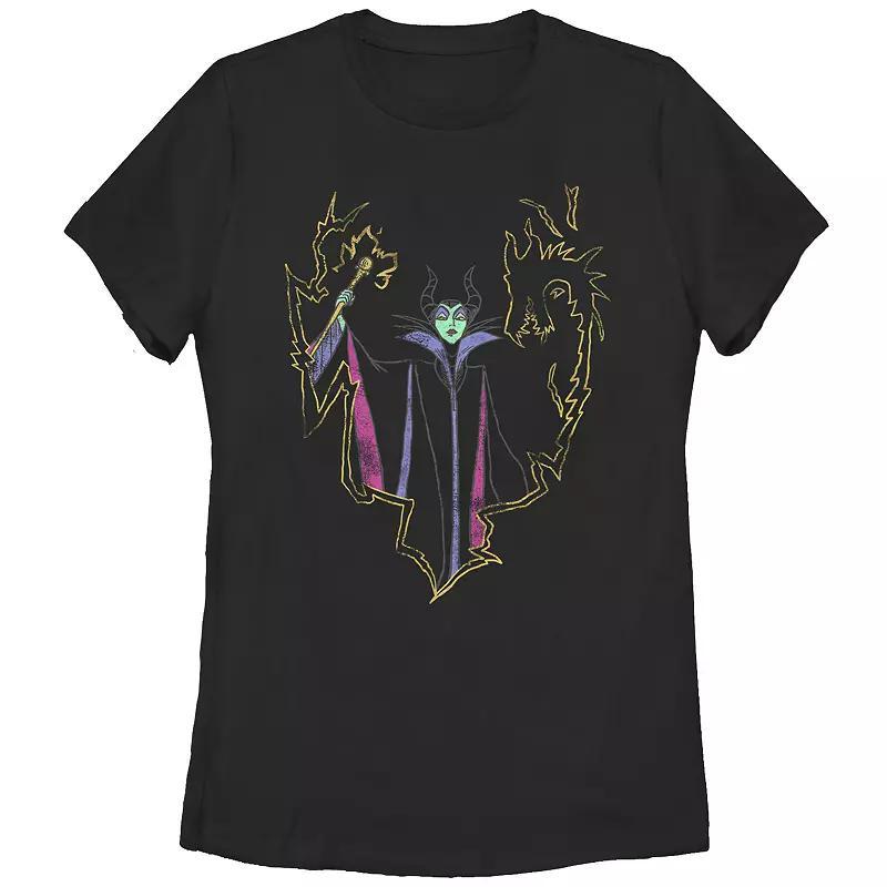 Disney Villains Sleeping Beauty Maleficent Casting Magic Juniors' Graphic Tee, Girl's, Size: XXL, Black Product Image