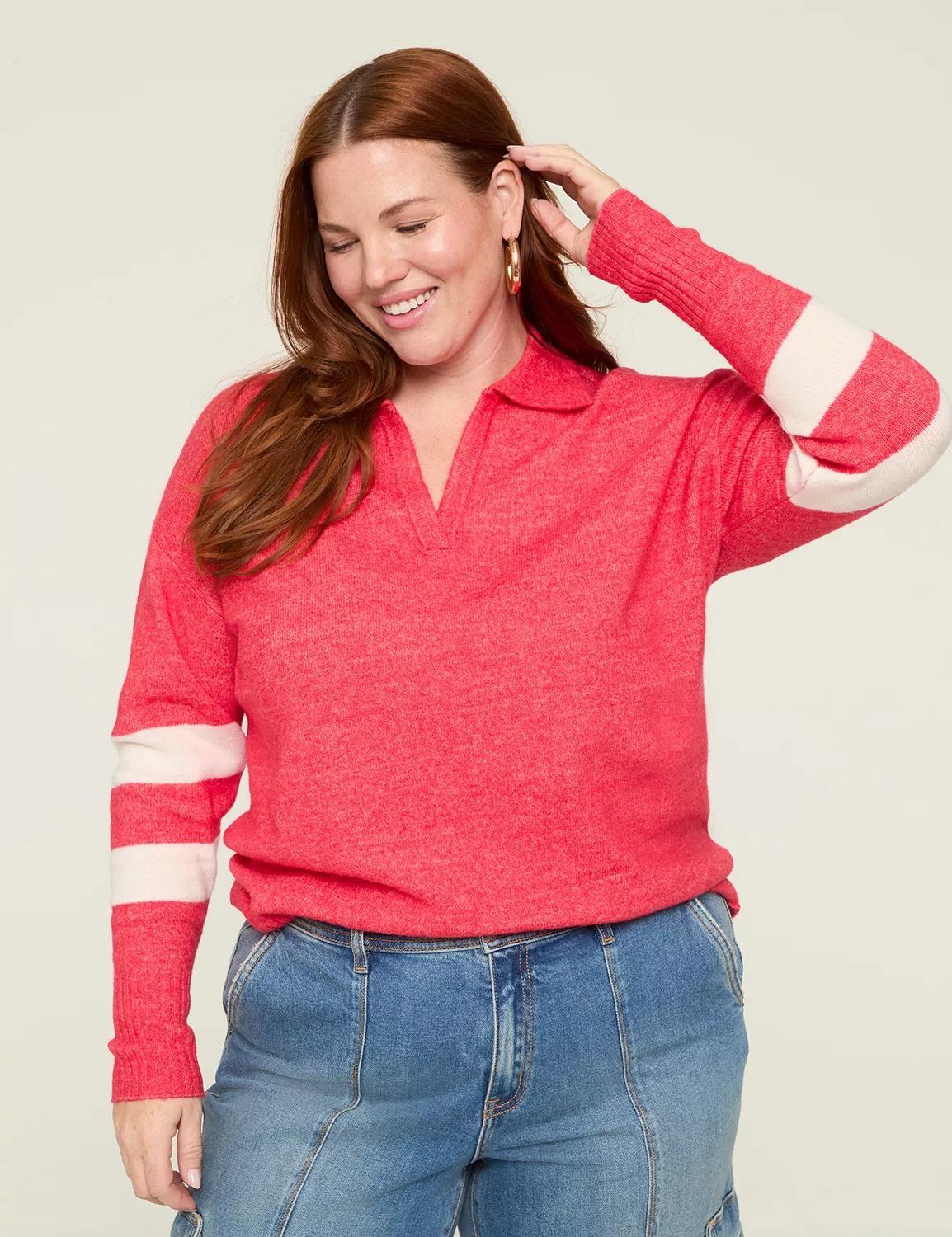 V-Neck Collar Sweater Product Image