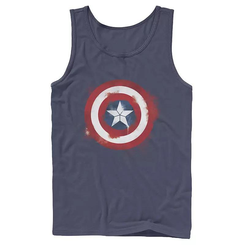 Mens Captain America Smudged Paint Shield Painting Graphic Tank Grey Product Image