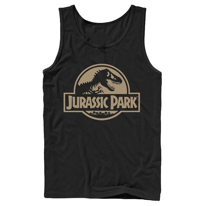 Men's Jurassic Park Beige Flat Movie Logo Tank Top, Size: XL, Black Product Image