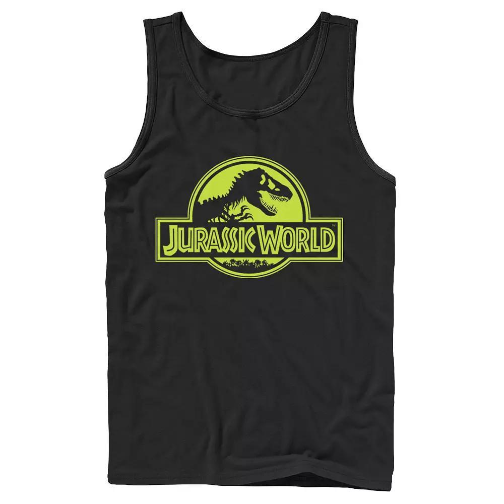 Men's Jurassic World Neon Logo Tank Top, Size: Small, Red Product Image