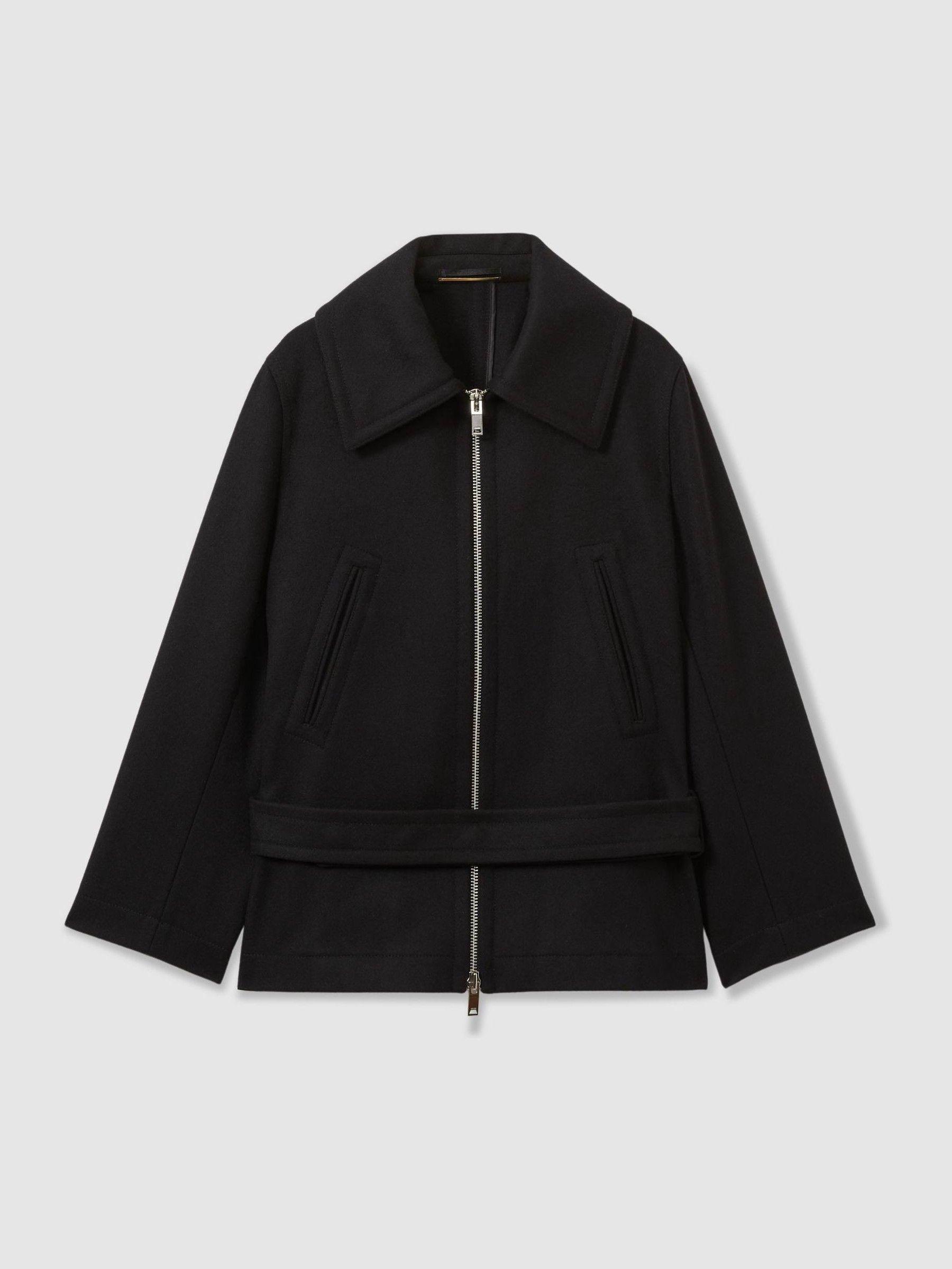 Atelier Virgin Wool-Blend Belted Coat in Black Product Image