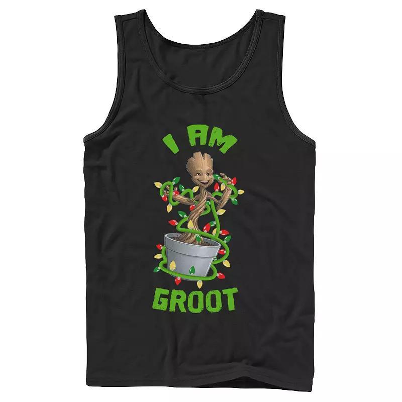 Men's Marvel Christmas I Am Groot Cartoon Tank Top, Boy's, Size: XL, Black Product Image