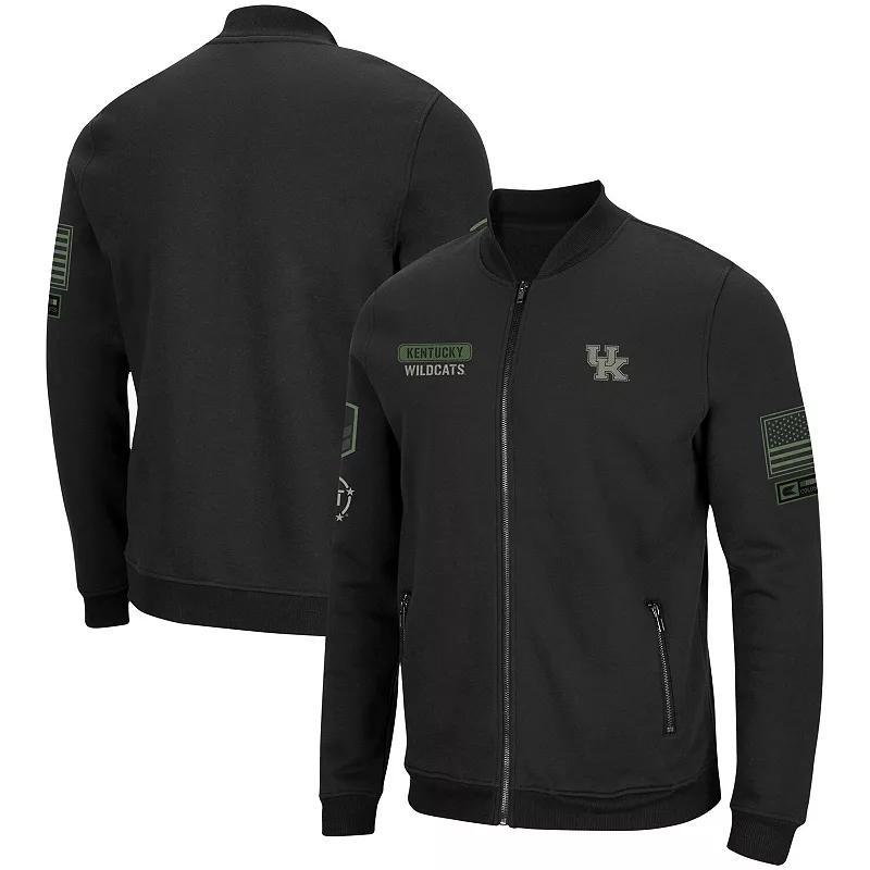 Men's Colosseum Black Cent. Michigan Chippewas OHT Military Appreciation High-Speed Bomber Full-Zip Jacket, Size: Large, Cmu Black Product Image