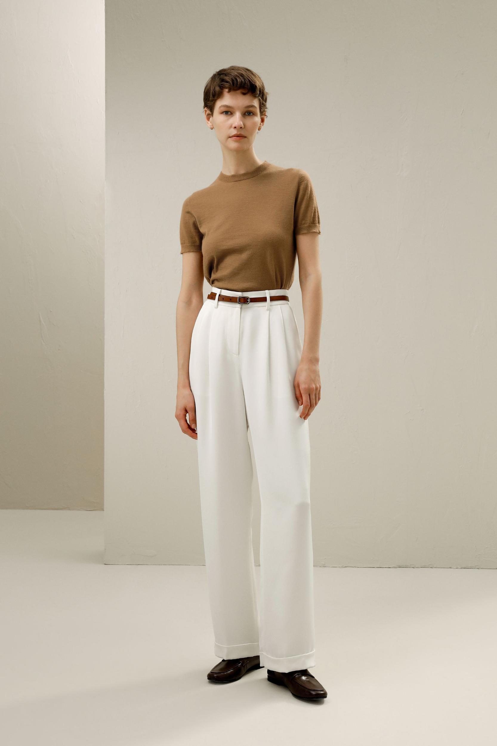 LILYSILK Short Sleeve Cashmere Jumper for Women Black 100% A-Grade Cashmere Soft Round Neck T-Shirt M Product Image