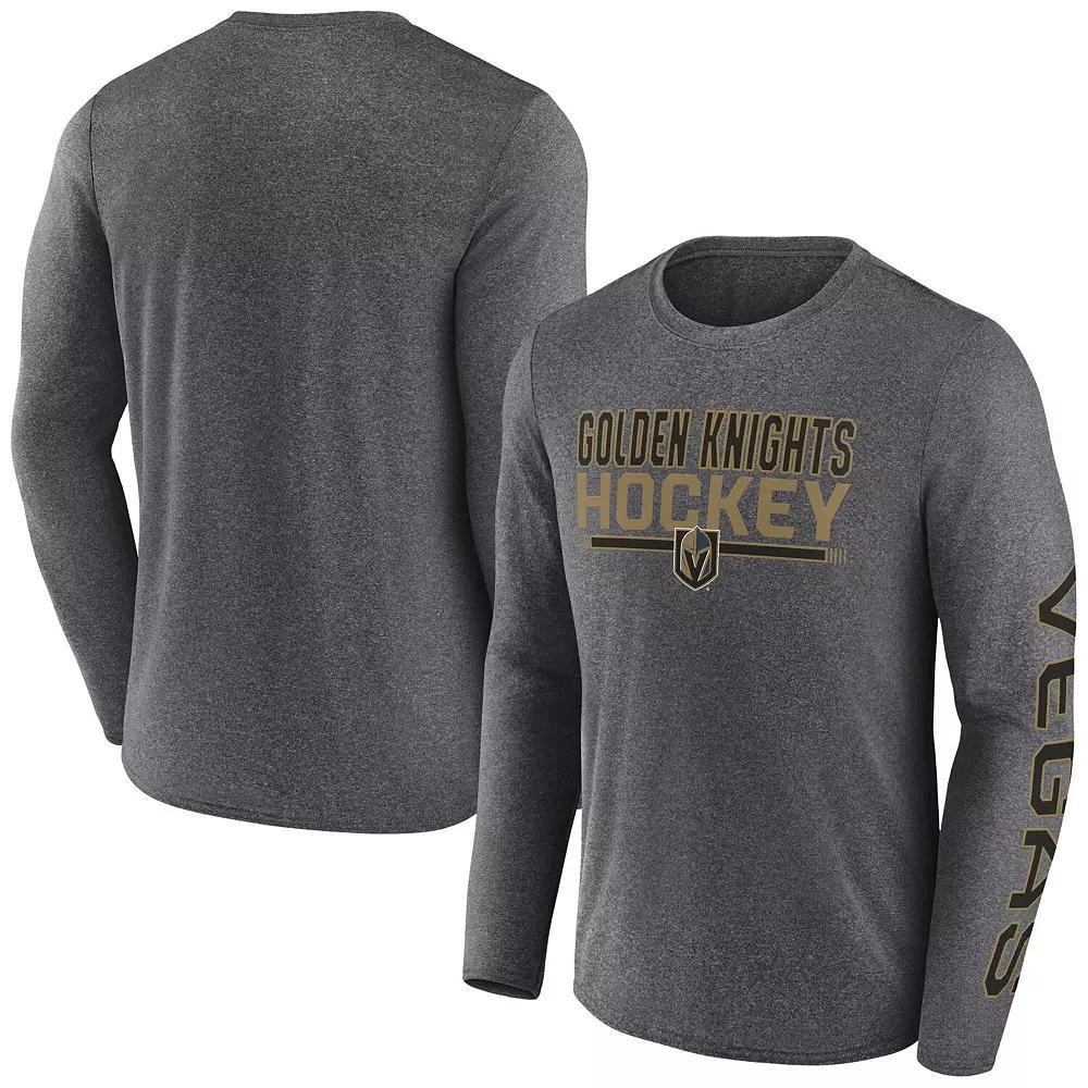 Men's Fanatics Heather Charcoal Vegas Golden Knights Sweep Iconic Synthetic Long Sleeve T-Shirt,  Product Image
