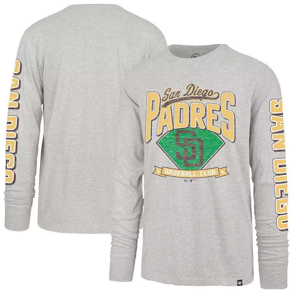 Men's '47 Gray San Diego Padres Fair Ball Franklin Long Sleeve T-Shirt,  Product Image