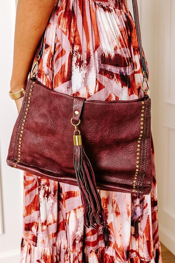 Cityscape Chic Faux Leather Crossbody In Wine Product Image