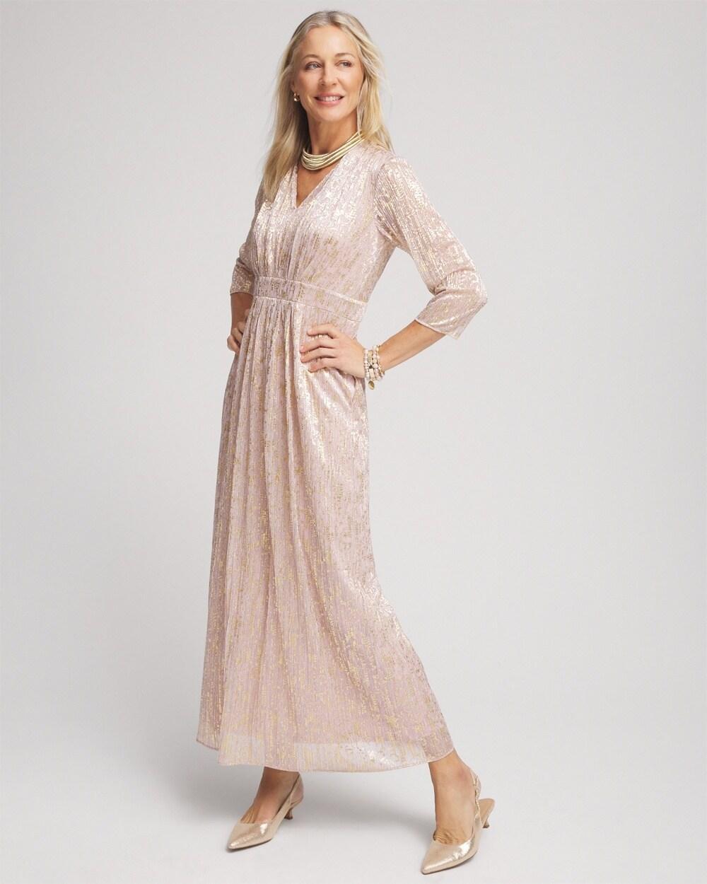 Metallic Pleated Maxi Dress Product Image