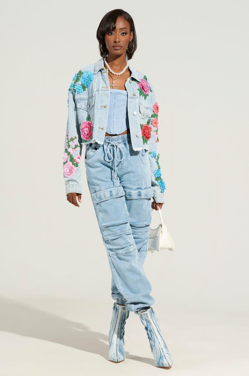 GARDEN OF EDEN EMBELLISHED DENIM JACKET Product Image