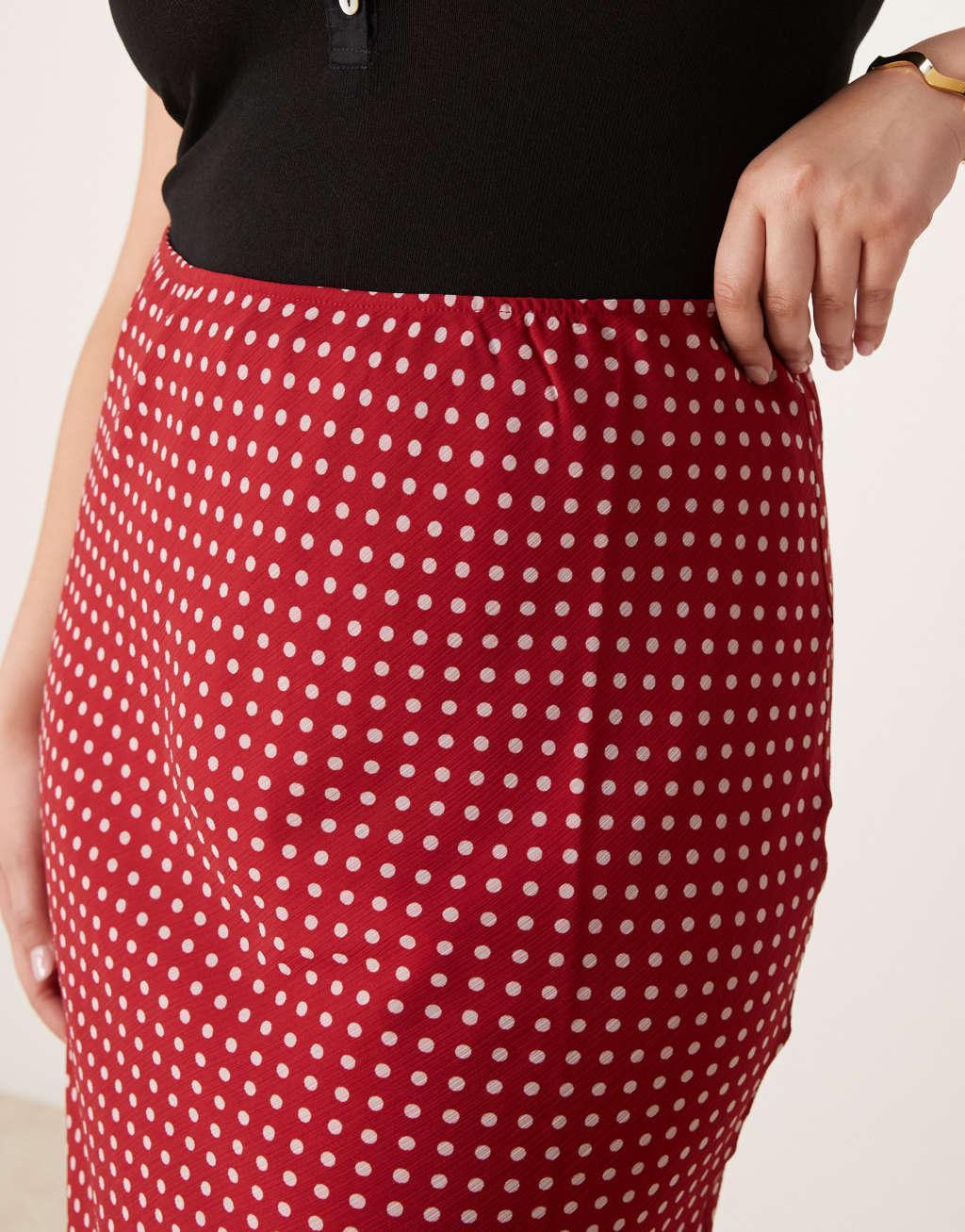 ASOS DESIGN Curve chiffon bias maxi skirt in red Spot Product Image