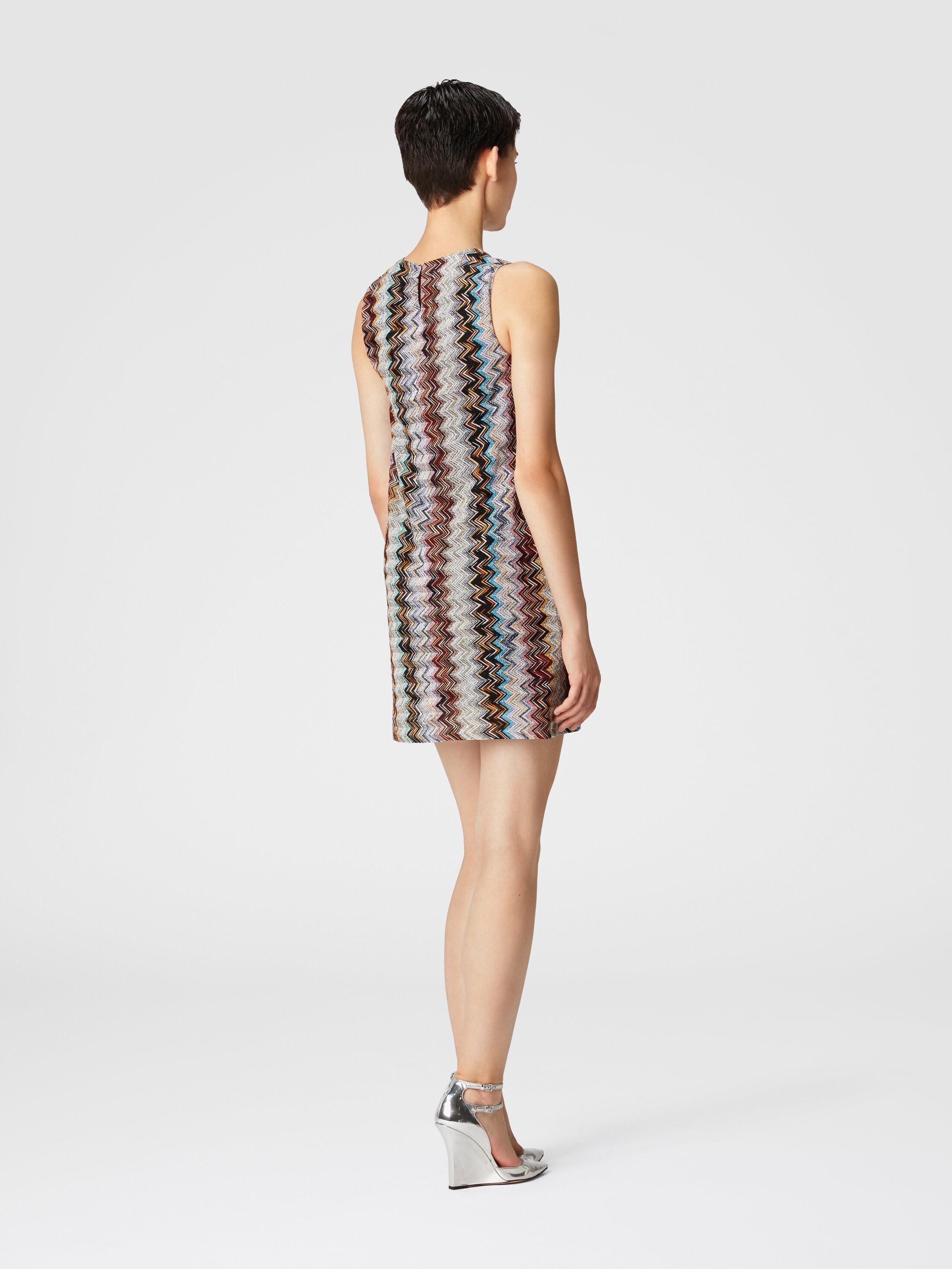 Sleeveless mini-dress in zig zag lamé viscose blend Product Image