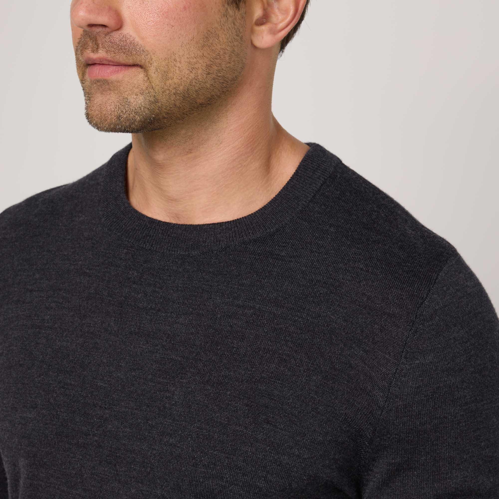 Merino Wool Interlock Sweatshirt | Dark Charcoal Heather Product Image