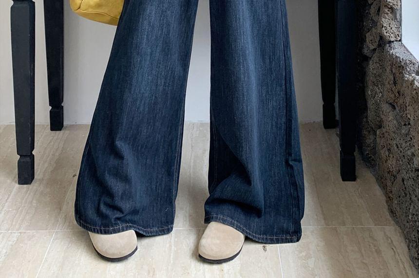 High Waist Washed Wide Leg Jeans Product Image